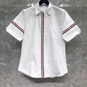 Thom Browne Men's and Women's Couple's Embroidery Casual Business White Shirt
